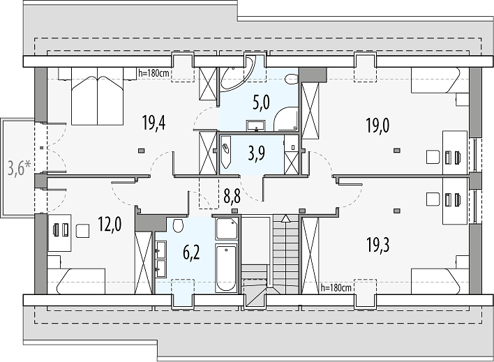 План 2 этажа дома DII-4857-86 План 2 этажа дома DII-4857-86