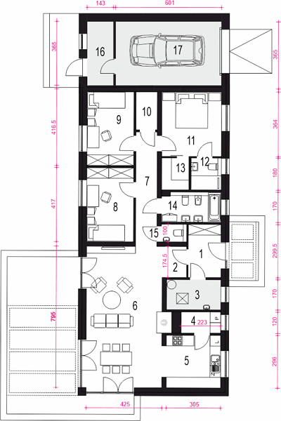 План 1 этажа дома HDI-4342-89 План 1 этажа дома HDI-4342-89